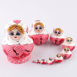 소녀 핑크 10단 1개 러시아전통 목각인형 러시아인형 마트료시카