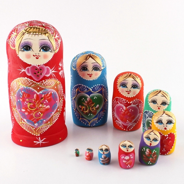 뉴마켓,소녀 혼합 10단 1개 러시아전통 목각인형 러시아인형 마트료시카